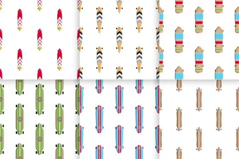 Seamless pattern skateboard and longboards Stock Illustration
