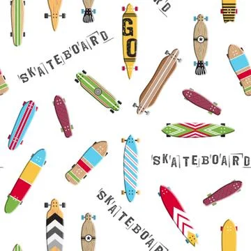 Seamless pattern skateboard and longboards Stock Illustration