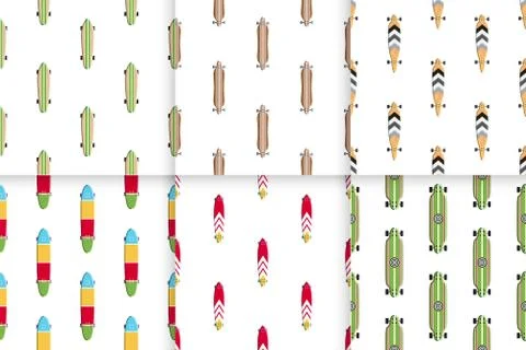 Seamless pattern skateboard and longboards Stock Illustration