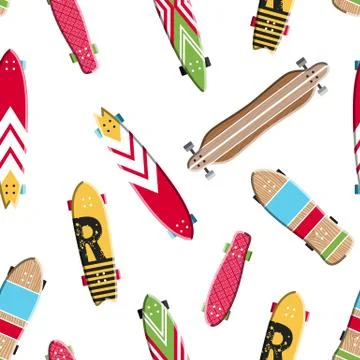 Seamless pattern skateboard and longboards Stock Illustration