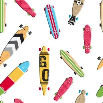 Seamless pattern skateboard and longboards Stock Illustration