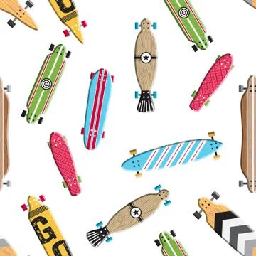 Seamless pattern skateboard and longboards Stock Illustration