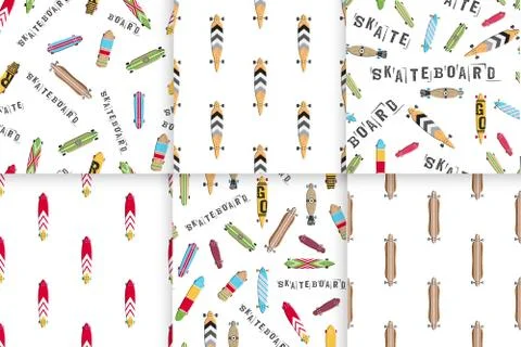 Seamless pattern skateboard and longboards Stock Illustration