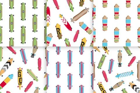 Seamless pattern skateboard and longboards Stock Illustration