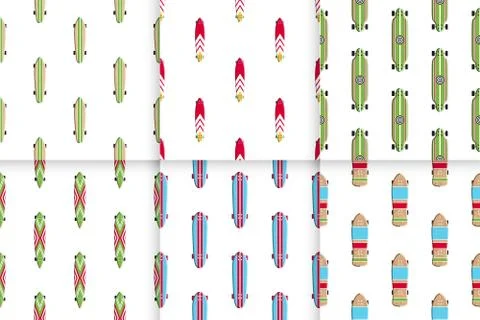 Seamless pattern skateboard and longboards Stock Illustration