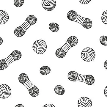 Seamless pattern with skeins and balls of yarn. Stock Illustration