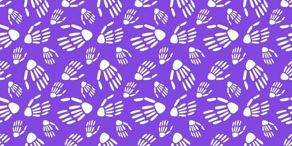 Seamless pattern of Skeleton hands.Vector Illustrazione stock
