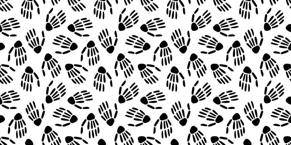 Seamless pattern of Skeleton hand.Vector Stock Illustration