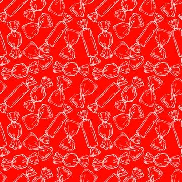Seamless pattern of sketch candies Stock Illustration