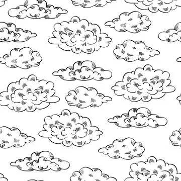 Seamless pattern with sketch clouds イラスト素材