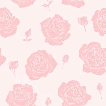 Seamless pattern with sketch flowers. Rose for wedding invitation, greeting c Stock Illustration