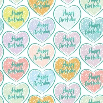Seamless pattern with sketch hearts on a white background. Happy Stock Illustration
