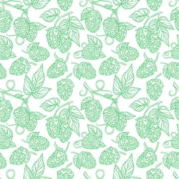 Seamless pattern of sketch hops Stock-Illustration