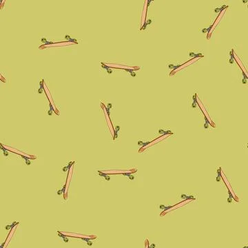 Seamless pattern sketch skate board cartoon vector Illustrazione stock