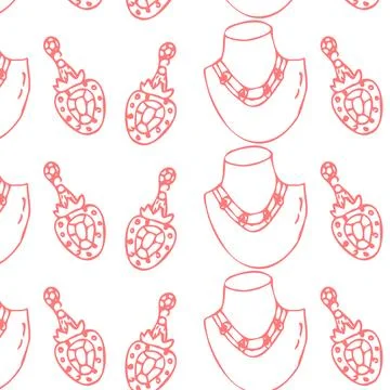Seamless pattern of sketches mannequin and jewerly Stock Illustration