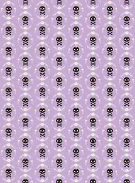 Seamless pattern with skull and bones surrounded by a wreath of flowers Stock Illustration
