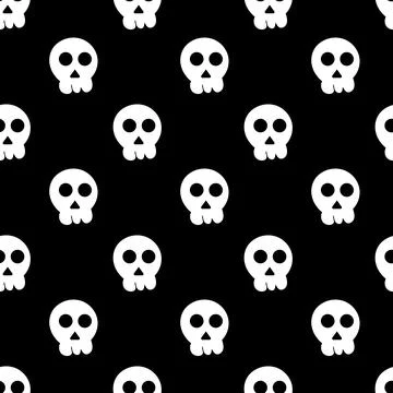 Seamless pattern with skull. Halloween background. Goth black style Stock Illustration