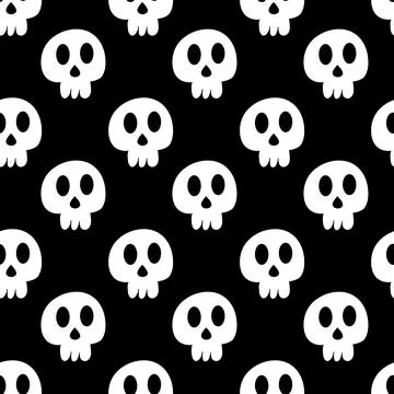 Seamless pattern with skull. Halloween background. Goth black style. Stock Illustration