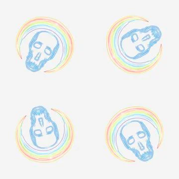Seamless pattern. skull with rainbows Stock Illustration