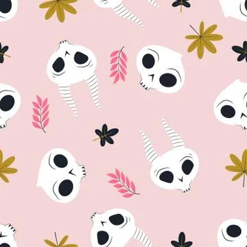 Seamless pattern with skulls Illustrazione stock