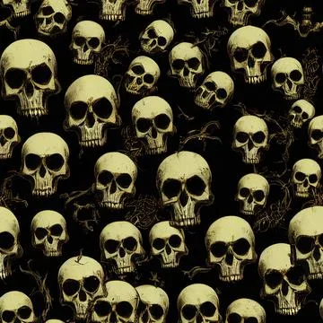 Seamless pattern with skulls looking out of the dark. Background with human s Stock Illustration