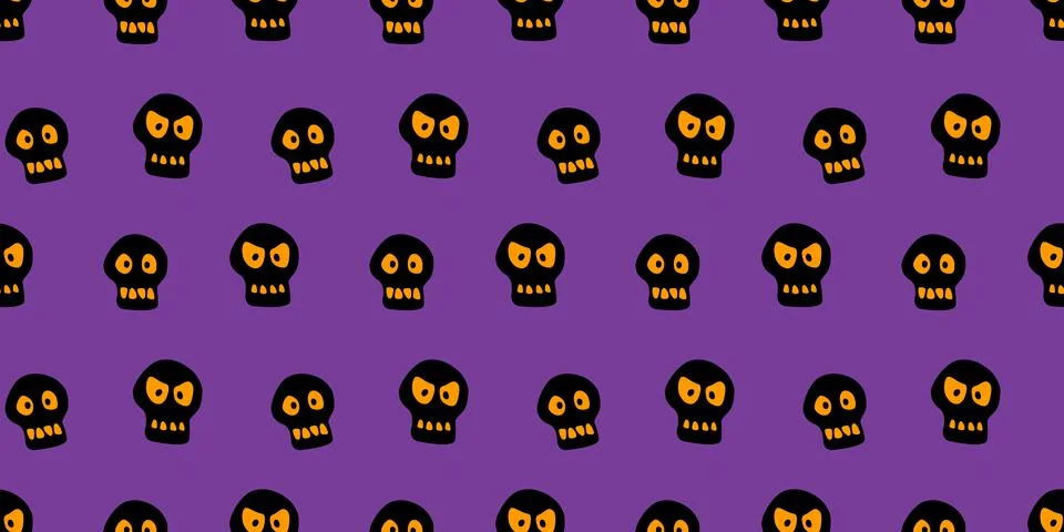 Seamless pattern with skulls. Primitive cartoon flat style. Background and te Stock Illustration