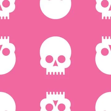 Seamless pattern with skulls on a rose quartz background.white on pink イラスト素材