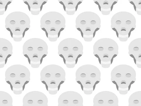 Seamless pattern with skulls on a white background. Vector illustration Stock Illustration