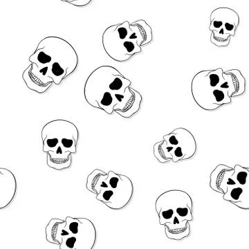 Seamless pattern with skulls on white Illustrazione stock