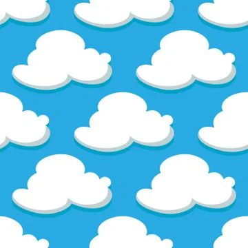 Seamless pattern of sky and white clouds イラスト素材