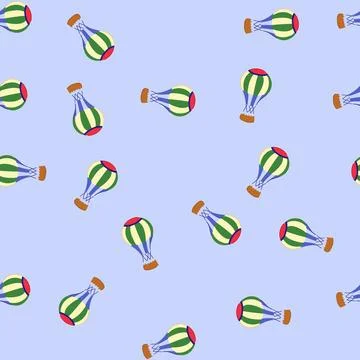 Seamless pattern sky hot air balloon cartoon vector イラスト素材