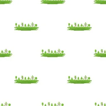 Seamless pattern with sky island. Landscape of forest, park, alley. Vector. Illustrazione stock