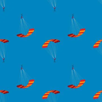 Seamless pattern. Skydiver flying with parachute. Skydiving, parachuting and  Stock Illustration