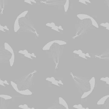 Seamless pattern. Skydiver flying with parachute. Skydiving, parachuting and  Stock Illustration