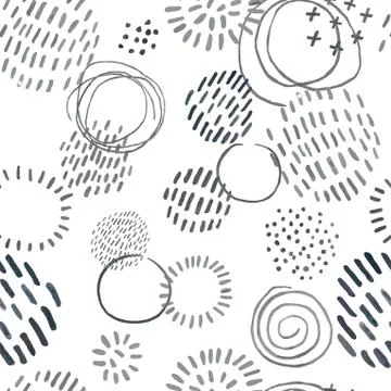Seamless pattern with slate pencil hand drawn abstract round elements, doodles Illustrazione stock