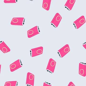 Seamless pattern sleek power bank wireless cartoon vector イラスト素材