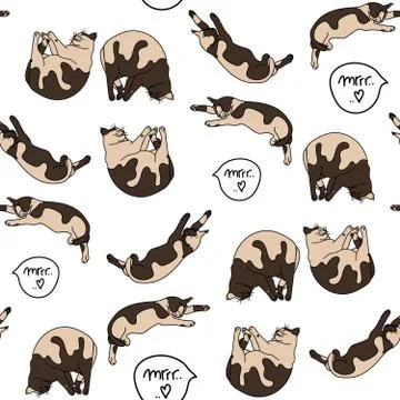 Seamless pattern with sleeping cats. Illustrazione stock