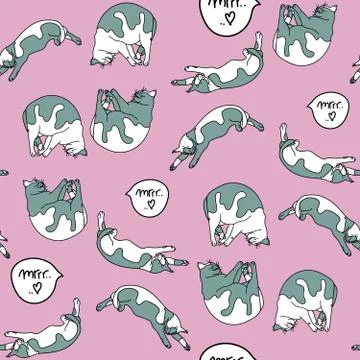 Seamless pattern with sleeping cats. Illustrazione stock