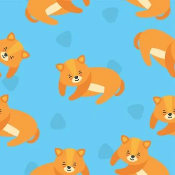 Seamless pattern with sleeping puppy. Cute puppy print. Vector illustration in Stock Illustration