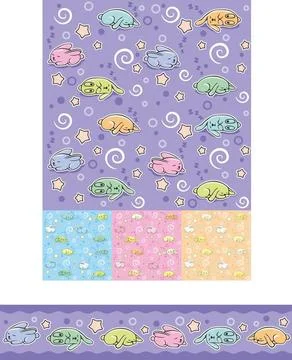 Seamless pattern with sleeping rabbits Pattern with a little sleeping rabb... Stock Photos