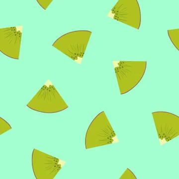 Seamless Pattern with a Slice of Kiwifruit Stock Illustration