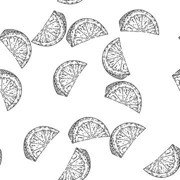 Seamless pattern slice lemon sketch hand drawn Stock Illustration