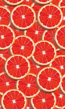 Seamless pattern slice orange fruits overlapping with shadow. Grapefruit vect Stock Illustration