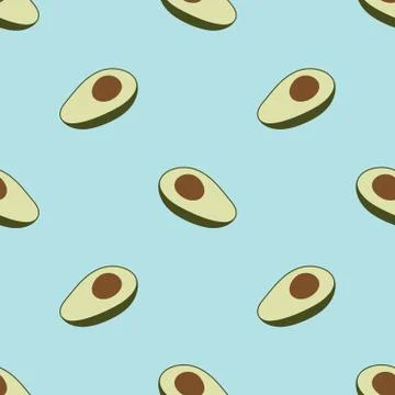 Seamless pattern sliced avocado on white background Stock Illustration