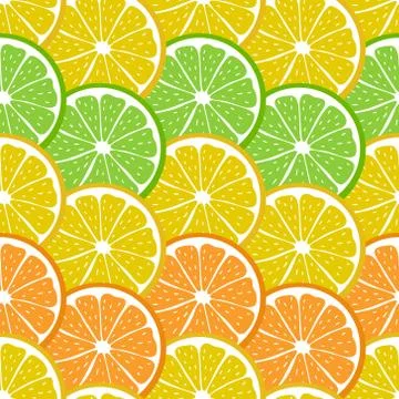 Seamless pattern with sliced pieces of citrus fruit. The colored backdrop of Stock Illustration