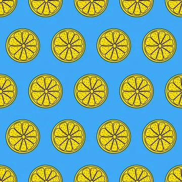 Seamless pattern. Sliced pieces of citrus fruit. The colored backdrop of Stock Illustration