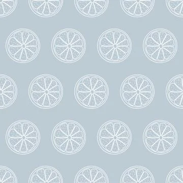 Seamless pattern with sliced pieces of citrus fruit. Grey and white stylish Stock Illustration