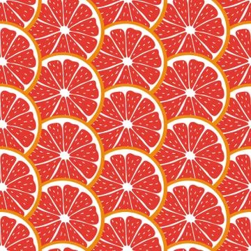 Seamless pattern with sliced pieces of grapefruit. Bright background citrus Illustrazione stock