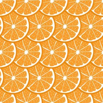 Seamless pattern with sliced pieces of orange. Colorful background tropical Stock Illustration