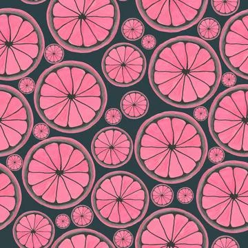 Seamless pattern of sliced round orange slices tightly packed for textile on Stock Illustration